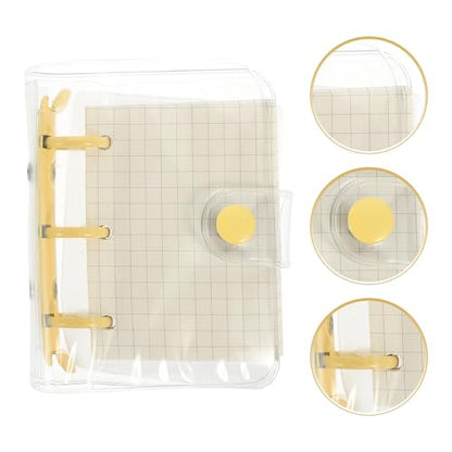 OFFSCH Cover Mini 3-ring Loose-leaf Notebook, Small Portable Binder with Yellow Clips, Multi-function Pocket Notepad for Students and Journaling