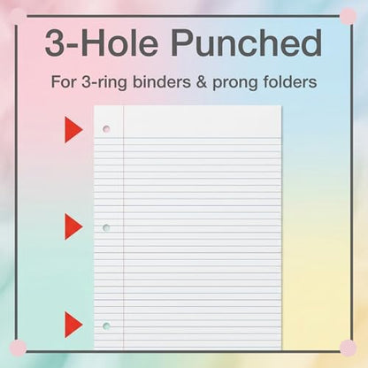 School Supply Boxes | College-Ruled Loose Leaf Paper | 4 Pack | 100 Sheets Per Pack, 3-Ring Binder Compatible - color: College-Ruled, size: 4 Pack