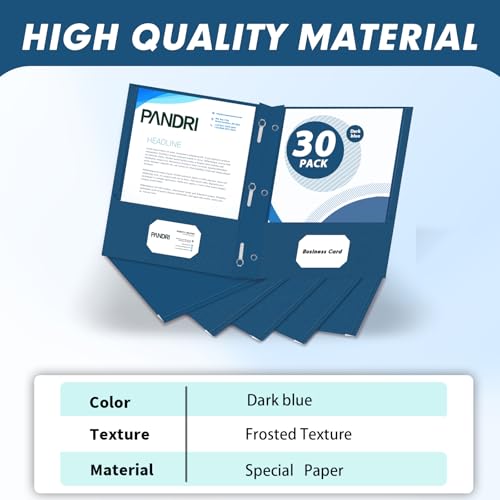 Two Pocket Folders, PANDRI 30 Pack Two Pocket Folders with Prongs, 3 Prong Folders Designed for Office and Classroom, Letter Size Darkblue - color: Darkblue