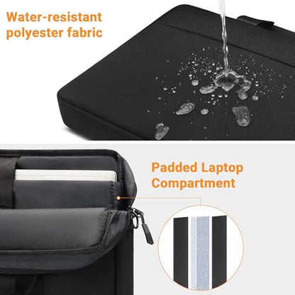 TECOOL Laptop Bag 17 17.3 Inch, Waterproof Laptop Case Sleeve Messenger Bag Briefcase with Shoulder Strap for 17 17.3 Inch Lenovo HP Dell Acer ASUS Notebook Computer Carrying Case, Black | Briefcase with Shoulder Strap for 17 17.3 Inch Lenovo HP Dell Acer