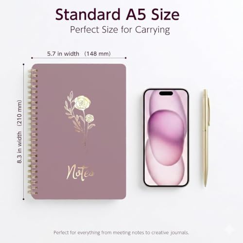 Prelady 2 Pack Pink & Purple A5 Spiral Notebook, College Ruled Bible Journal for Women with Storage Pocket, Aesthetic Back to School Supplies for Teen Girls - color: Pink & Purple