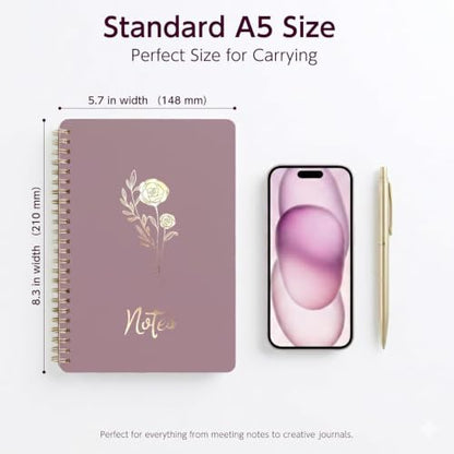 Prelady 2 Pack Pink & Purple A5 Spiral Notebook, College Ruled Bible Journal for Women with Storage Pocket, Aesthetic Back to School Supplies for Teen Girls - color: Pink & Purple