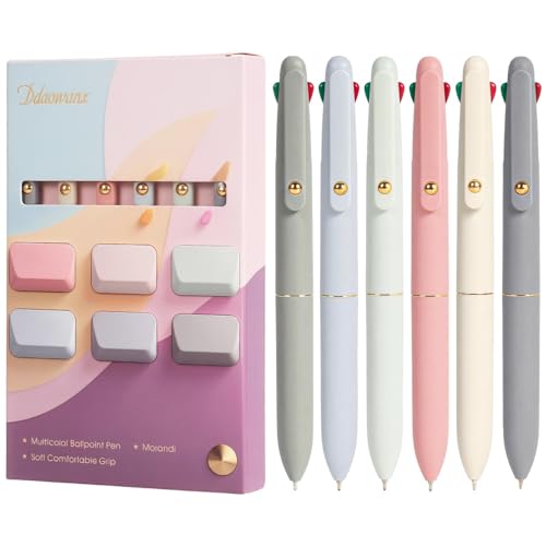 Ddaowanx Multicolor Pens, 4-in-1 Colored Ballpoint Pen 0.5mm Fine Point Smooth Writing,Nurse Accessories for Work,Gifts for Teen Girls,6-Count - color: 6 Pcs Morandi