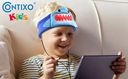 Contixo H1 Kids Headphones, 85dB Volume Limiting with Adjustable Speakers Soft Children Fleece Headband Toddler Headphones - style: Shark