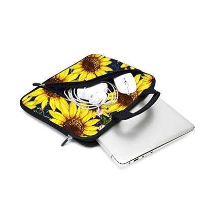 Laptop Sleeves 14 15 15.4 15.6 Chromebook Case Notebook Sleeve PC Messenger Bag Tablet Case Neoprene Handle Sleeve for Men Women, Two Pockets (Sunflowers) - color: Sunflowers