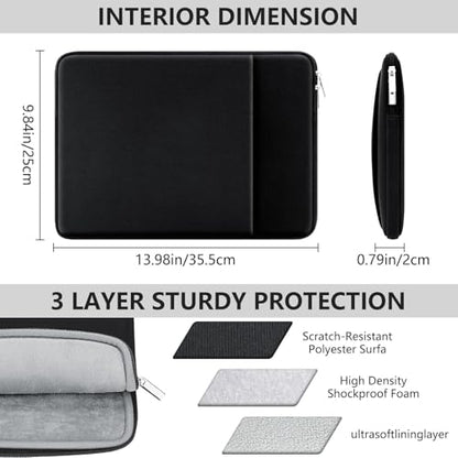 15 Inch Laptop Sleeve Case Compatible with MacBook Air 15 inch M4 M3 M2, Shockproof Computer Protective Cover Bag with Pocket, Black - color: Black, size: 15"-15.4"