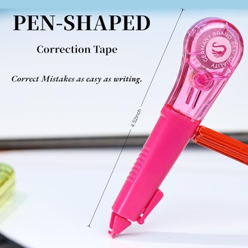 19.69ft Correction Tape Pen, 5-Count Pack, Dry Instantly, Stretch Resistant, not Easy to Break, as Smooth as Writing, Perfect for School, Office Supplies, Black White Red Yellow Blue - size: 1 Count (Pack of 5)