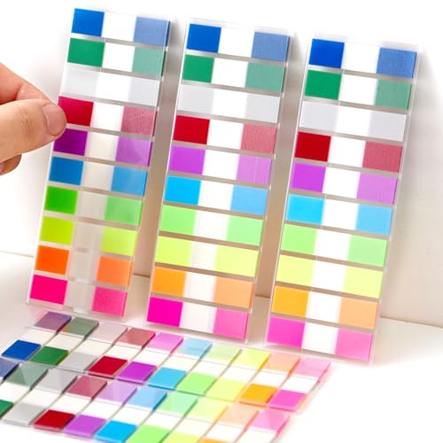 Sticky Tabs Notes Page Marker - 1000Pcs Transparent Pop Up Writable Colored Book Index Tab Repositionable File Flags Label Self Adhesive Divider Sticker for Notebook Office School Teacher Planner Memo - size: 2x0.47 inches