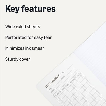 Amazon Basics Composition Notebook, Wide Ruled, 100 Sheets, 9.75" x 7.5", Marble Black, Sturdy Cover with Conversion Charts, for School, Home, and Office Use, 4-Pack - color: Marble Black, size: Wide Ruled,4-pack