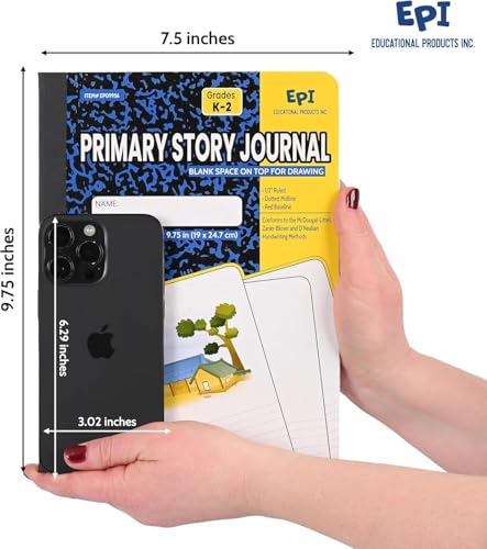2016 Pack (Pallet) EPI Primary Ruled Composition Notebook Bulk, 200 pages (100 Sheets), 9-3/4 x 7-1/2, Blank Top Header For Drawing, Story Paper, Heavy Duty, School Supplies, Grades K-2, Sewn Binding - size: Pack of 2016, style: Primary Ruled