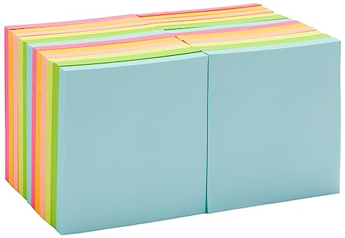 Amazon Basics Square Sticky Notes for Organizing, Reminders, To Do Lists, Clean Removal, 3"x3", 24-Pack, Assorted Colors - style: Assorted Primary, 3x3, 24-Pack
