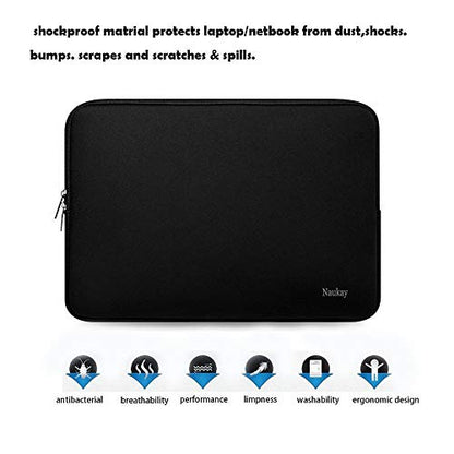 Naukay Laptop Case Sleeve,13-13.3 Inch Resistant Neoprene Laptop Sleeve/Notebook Computer Pocket Case/Tablet Briefcase Carrying Bag Compatible with MacBook Pro,MacBook Air,Notebook Computer-(Black) - color: Black, size: 13.3 inch
