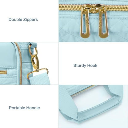 MOSISO 15-16 inch Laptop Bag, Laptop Briefcase Messenger Compatible with MacBook Pro 16/Air 15, HP, Dell, Lenovo, Square Quilted Computer Bag Work Office Business with 3 Pockets&Strap, Ice Blue - color: Ice Blue, size: 16 inch