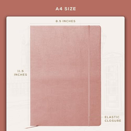 Beechmore Books Blank Sheet Music Notebook – A4 8.5"x11.5" for Songwriters, Musicians & Composers, 156 Thick 120gsm Pages, 10-Staff Perforated Sheets, Vegan Leather Hardcover, Elastic Closure, Gift Box - color: Rose Wood