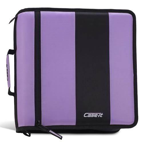 Case-it School Zipper Binder | 2-Inch O-Rings | 350-Sheet | D-251 Lavender | Classic, Multiple Storage Pockets, Shoulder Strap, School & Office Organizer - color: Lavender, size: 1 Pack