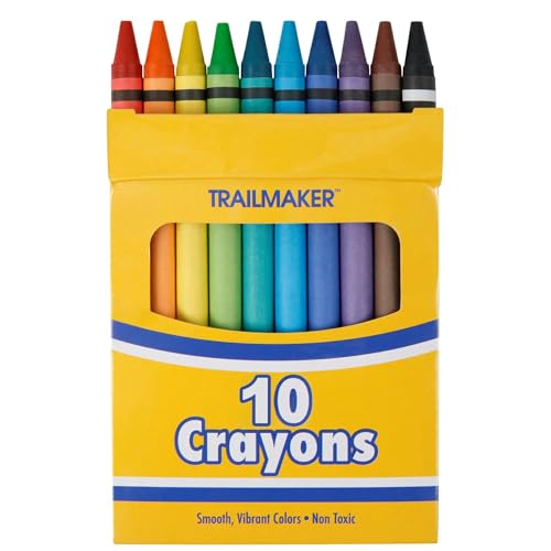 Trail maker 100 Pack Crayons Bulk for Kids, Classroom - Wholesale Bright Wax Coloring Crayons Party Favors in Bulk, 10 Per Box Art Set - color: Multicolour (100 Pack)