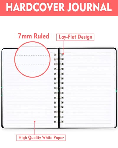 Spiral Journal Notebook for Women, Hardcover A5 College Ruled Notebook, 120 Pages, Thick Paper, Cute Lined Journal for School, Office & Work, 6 x 8.4 in(Turquoise Sunflower) - color: Turquoise Sunflower
