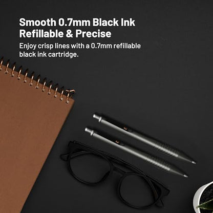 Everyman Grafton Gunmetal Mini Click Refillable 0.7mm Gel Pen | Compact Aluminum Pen with Deep Grooved Grip for Smooth Writing | Pocket EDC Ink Pen for Office, Travel, Journaling & Daily Use - color: Gunmetal, style: Mini Click