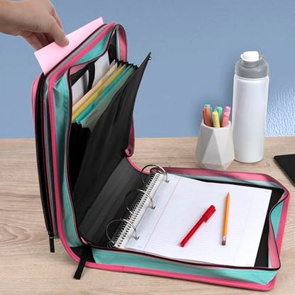 Five Star Zipper Binder 2 Inch O-Rings Case Organiser with Multi-Access and 5-Tab Expanding File Folder, 850 Sheet Capacity, Taffy Twist (290010J) - color: Taffy Twist, size: 2 Inch