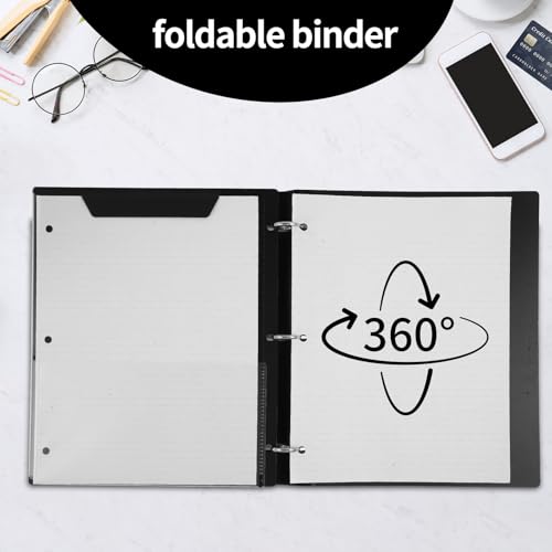 360° Pivotable 3 Ring Binder, Upgraded Foldable Binders 1 inch 2 Pack, Thin Small Three Ring Binder Fits 8.5" x 11", for Home, School and Office Binders Supplies - White - color: White, style: 2 PCS Customizable Cover