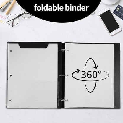360° Pivotable 3 Ring Binder, Upgraded Foldable Binders 1 inch 2 Pack, Thin Small Three Ring Binder Fits 8.5" x 11", for Home, School and Office Binders Supplies - White - color: White, style: 2 PCS Customizable Cover