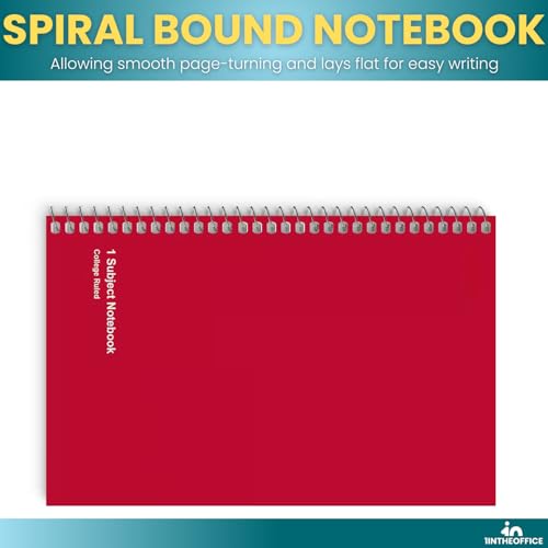 1InTheOffice 1-Subject Wirebound Notebook, College Ruled, 80 Sheets, Spiral Notebook 5x7, 7 3/4" x 5", 6/Pk (6)