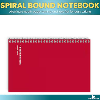 1InTheOffice 1-Subject Wirebound Notebook, College Ruled, 80 Sheets, Spiral Notebook 5x7, 7 3/4" x 5", 6/Pk (6)