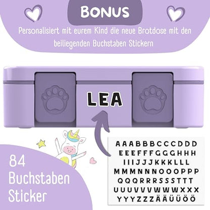BEARFOOT Kids Lunch Box with Compartments – Compact & Lightweight | Leak-Proof, BPA-Free, Dishwasher Safe | Hand-Drawn Design for Preschool, School, Travel (BubbleTea Purple, 2.75 Cups) - color: BubbleTea-Purple, size: 2.75 Cups
