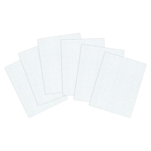 Roaring Spring Graph Note Pads, 6-Pack, 8.5"x11", Gummed Edge, 50 Sheets 15lb White Writing Paper, 5x5 Grid Ruled, Proudly Made in USA!