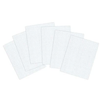 Roaring Spring Graph Note Pads, 6-Pack, 8.5"x11", Gummed Edge, 50 Sheets 15lb White Writing Paper, 5x5 Grid Ruled, Proudly Made in USA!