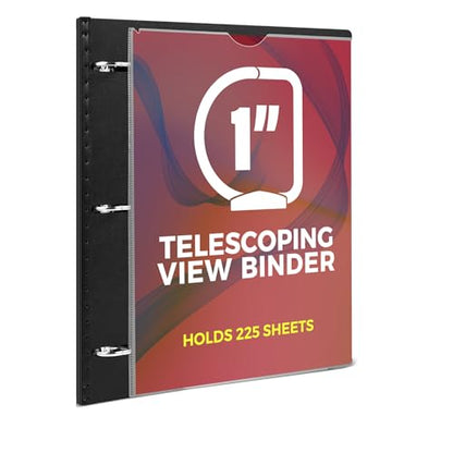 1 Inch Telescoping 3 Ring Binder-1PC, Flexible Binder with Customized Front Cover, Holds 8.5x11 Paper, School Office Supplies, Black - color: Black, size: 1 Inch, style: with Customized Cover - 1PC