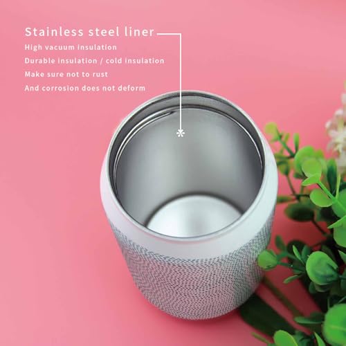 T&H XHome Abstract Art 10oz Stainless Steel Tumbler with Lid & Straw-Double Wall Vacuum Insulated Travel Mug White Modern Boho Dots Texture Water Bottle Coffee Beverage Drinks Cup - size: 10 Ounces