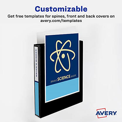 Avery Durable Clear View 3 Ring Binders, 3 Inch EZD Rings, 1 White Binder (09701) (Pack of 2) - size: 3" (Pack of 2), style: 1 Pack