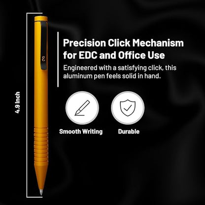 Everyman Amber Super Matte Mini Twist Gel Pen | Compact Refillable 0.7mm Gel Pen with Twist Mechanism | Durable Metal EDC Writing Tool for Travel, Office, Work & Gifting - color: Amber, style: Mini Twist