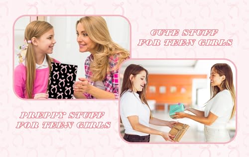 QUICQOD Pink and Black School Supplies Spiral Notebook 5.5x8.3 Inch | Preppy School Supplies for Teen Girls, Cute Journal for Women, Hardcover Notebook for School Office, Birthday Gifts - color: Black and Pink