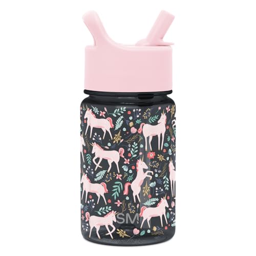Simple Modern Kids Water Bottle Plastic BPA-Free Tritan Cup with Leak Proof Straw Lid | Reusable and Durable for Toddlers, Girls | Summit Collection | 12oz, Unicorn Fields - color: -Unicorn Fields, style: Straw Lid | 12oz
