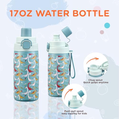 MAISON HUIS Bento Box for Kids with 8oz Soup Thermo, Insulated Lunch Bag & 17oz Water Bottle, 2-Compartment Bento Box with Built-In Ice Pack, Leak-Proof & BPA-Free - color: Blue1