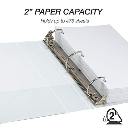 Samsill Durable 2 inch 3 Ring Binder, D Ring Binder, 100% Recycled Chipboard, White - color: White, size: 1 Pack, style: 2 Inch
