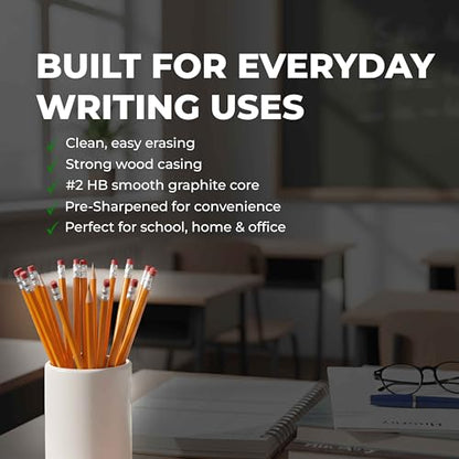 Pack of 1300, Pre Sharpened Pencils Bulk #2 HB Pencils, Yellow bulk Pencil for Classroom, Pre Sharpened Pencil #2 bulk