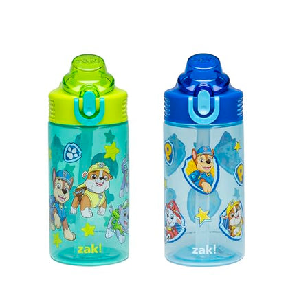 Zak Designs PAW Patrol Sage Kids Water Bottle For School or Travel, 16oz Durable Plastic Water Bottle With Straw, Handle, and Leak-Proof, Pop-Up Spout Cover, 2-Pack Set Chase & Friends - color: PAW Patrol (Chase & Friends)
