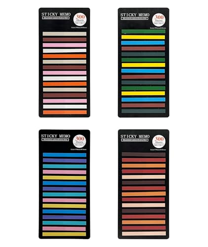Page Markers Sticky Index Tabs Label Highlighter Strips, PET Transparent Filing Notes Flags Decorative for Appointment Events Scrapbook Bookish Planner Reading Classify Files 1200 Pieces 6 Colors
