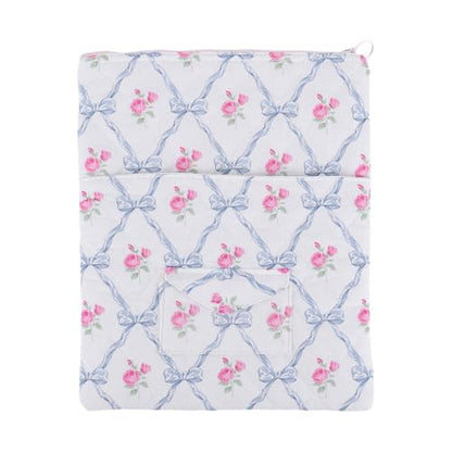 13 Inch Laptop Sleeve, Cute Floral Puffy & Quilted Protective Case, Soft Padded Computer Bag Compatible with Mac-Book Air/Pro - color: Blue-Bow Flower