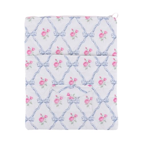 13 Inch Laptop Sleeve, Cute Floral Puffy & Quilted Protective Case, Soft Padded Computer Bag Compatible with Mac-Book Air/Pro - color: Blue-Bow Flower