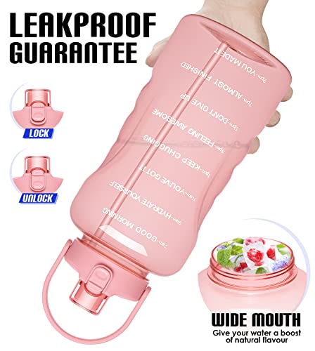 HydroPal 1 Gallon Water Bottles with Straw, 128 oz Water Bottle BPA Free Innovative 2-IN-1 Lid Gym Bottle with Times to Drink Motivational, Large for Sports Fitness Camping Water Jug （13.8X5.5 inch） - color: Cherry Blossom