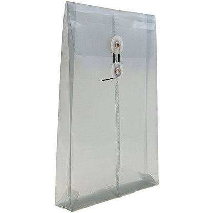 JAM PAPER Plastic Envelopes with Button & String Tie Closure - 6 1/4 x 9 1/4 - Smoke Grey - 12/Pack - color: Grey, size: 6 x 9