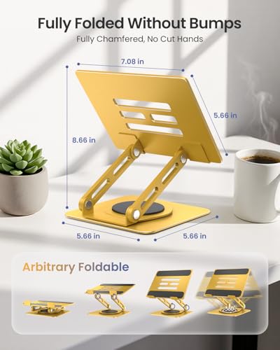 LOXP Metal Tablet Stand, 360 Rotating iPad Stand with Heavy-Duty Base, Tablet Holder Compatible with 4.0-16.9" Device, iPad Pro Air Mini, Kindle, Surface Tablet, Portable Monitors - Gold - color: Gold