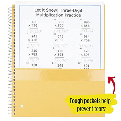 Five Star Spiral Notebook, 1 Subject, College Ruled Paper, 100 Sheets, 11" x 8-1/2", Yellow (73475) - color: Yellow