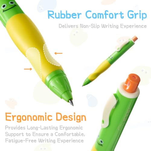 8 Pack 2.0mm HB Kids Mechanical Pencils, Break-Resistant Thick Lead | Non-slip grip & smile design. Includes 96 #2 lead refills, sharpener & eraser, great for kids handwriting & school use.