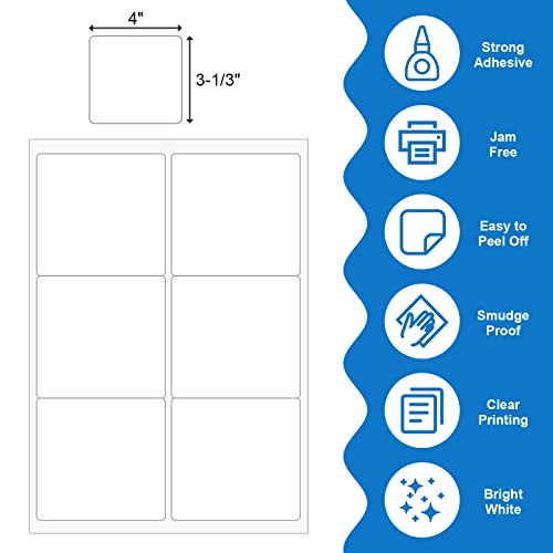 BESTEASY 3 1/3" x 4" Labels Shipping Labels for Laser Inkjet Printers, 6 Up Self Adhesive FBA Address Labels, White Matte Mailing Label Stickers (1000 Sheets, 6000 Labels) - size: 1000 sheets, style: 6 up-3-1/3" x 4"