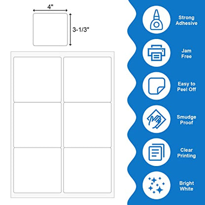 BESTEASY 3 1/3" x 4" Labels Shipping Labels for Laser Inkjet Printers, 6 Up Self Adhesive FBA Address Labels, White Matte Mailing Label Stickers (1000 Sheets, 6000 Labels) - size: 1000 sheets, style: 6 up-3-1/3" x 4"